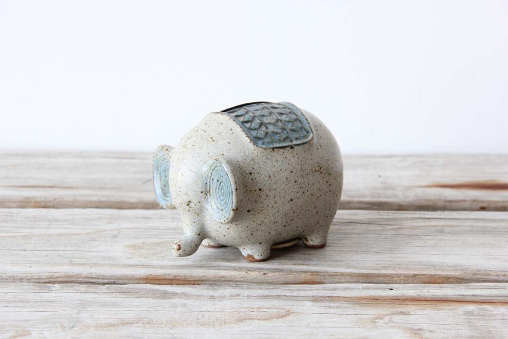 Modernist Elephant Pottery Bank by GallivantingGirls on Etsy