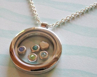 custom glass locket necklace - choose your charms