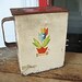 Vintage 1930's Depression Worn Red and White Laundry Soap Tin Bucket w Tulips