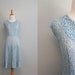 Vintage 40s Dress / 1940s Lace Dress / Sky Blue Cotton Lace Sparkle Dress