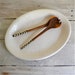White Serving Platter - large oval platter - stoneware - Wobbly Plates Series