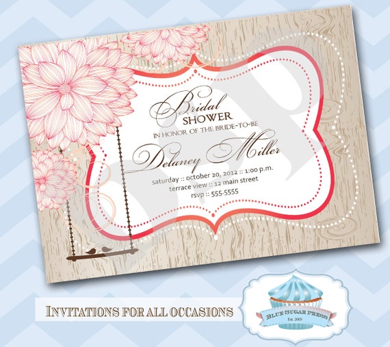 Rustic Bridal Shower Invitations, Printable Love Birds Bridal Shower Invitations, Wedding Invitations, DIGITAL FILE Il_570xn