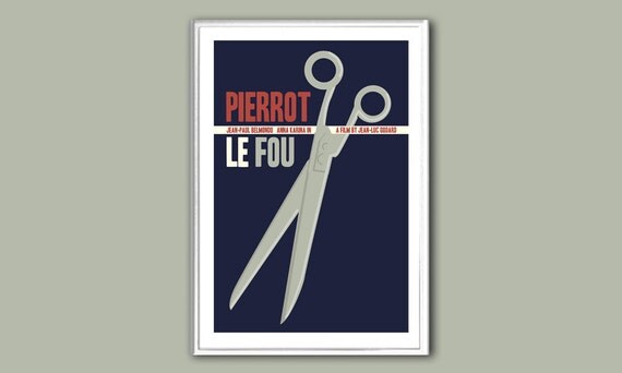 Movie Poster Pierrot Le Fou Retro Print In Various Sizes Etsy