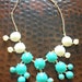 White, Teal, and Red Color Blocked Bubble Statement Necklace