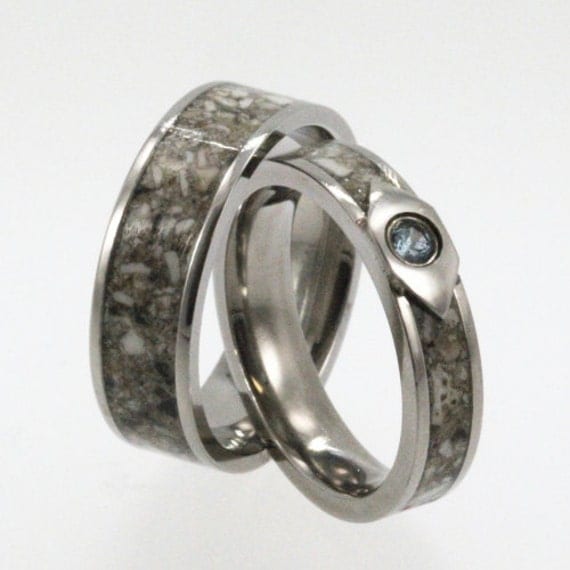 Titanium Ring with Pet Ashes Inlay Memorial by jewelrybyjohan
