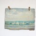 Vintage Unmounted Painting - Beach Waves - 1940s