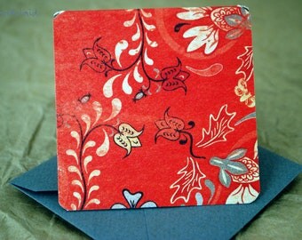 Blank Mini Card Set of 10, Delicate Floral with Contrasting Pattern on the Inside, Soft Gray Envelopes, mad4plaid