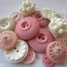 Vintage Buttons - Cottage chic mix of pinks and off white, old and sweet, lot of 15 (2748)