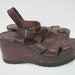 1970s Buffalo Wooden Platform Sandals - Size 8 - Vintage Dark Brown Leather