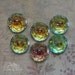 6 Vintage Cabochons - Brilliant AB Glass Roses In Golden Topaz Seafoam And Rose - 10mm