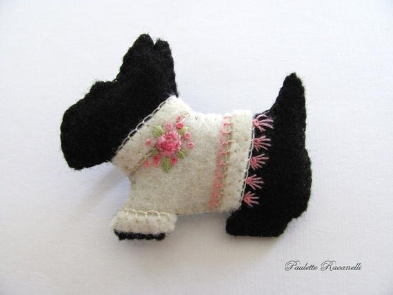 Scotty+Dog+Felt+Pattern Scotty Dog Pin / Felt Pin / Felt Brooch by Beedeebabee on Etsy