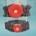 Orange and Pewter Gray bridal garter set, Flower Set I163 - Weddings garter Accessories