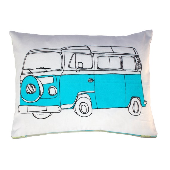 Blue Campervan Cushion / Pillow by helenacarrington on Etsy