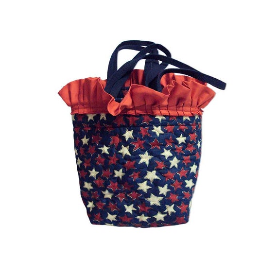 Tote Bag Quilted Patriotic Red White and Blue