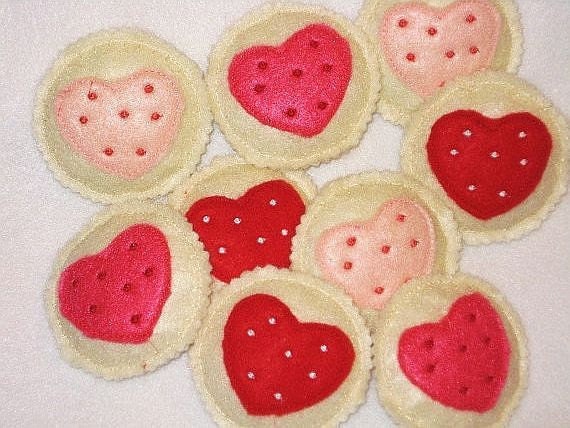 Valentine HEART FELT Pretend Play Cookies Set Of 4 Perfect for Valentines Il_570xn