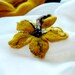 Felt Brooch- Mustard flower - hand felted brooch, mustard, violet, yellow, felted wool