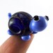 Little Blue and Gold Striped Turtle Lampworked Glass Figurine Bead
