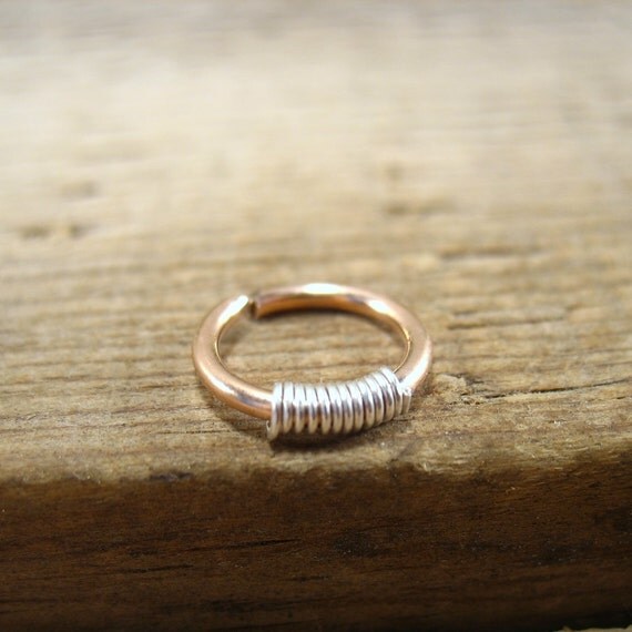 Gauged Hoop Earring Endless Pink Gold Sterling Silver SINGLE