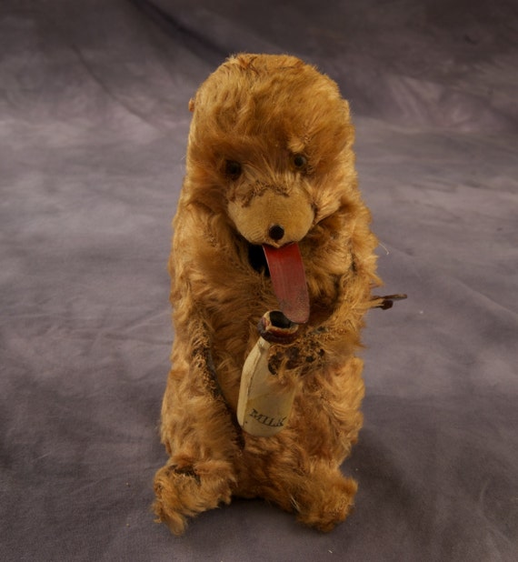 SALE Antique Wind Up Bear Drinking Milk