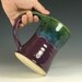 Beer tankard ceramic, coffee mug, stein cup, glazed in purple green, handmade stoneware by hughes pottery