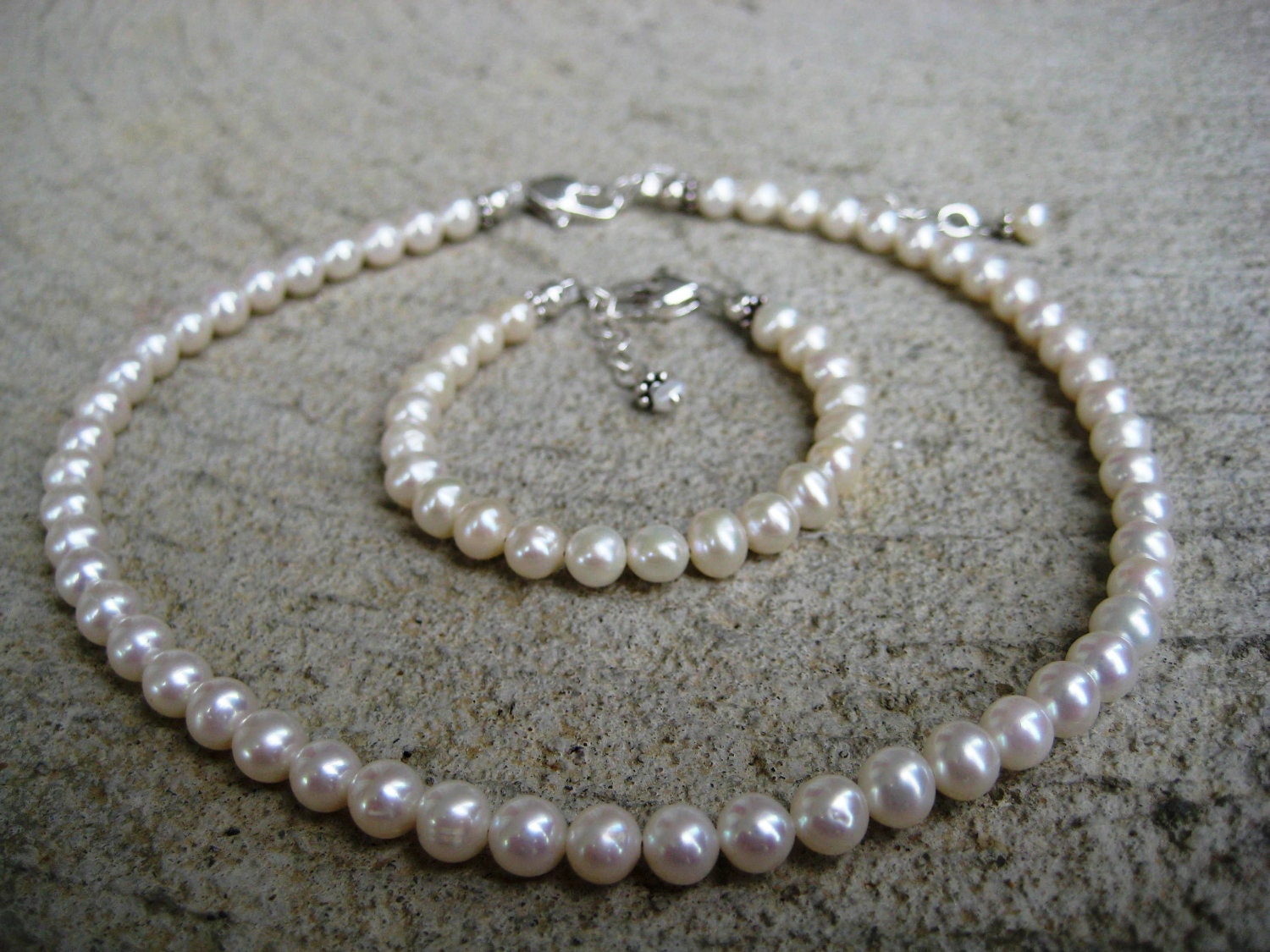 Flower Girl Jewelry Freshwater Pearl Necklace & Bracelet