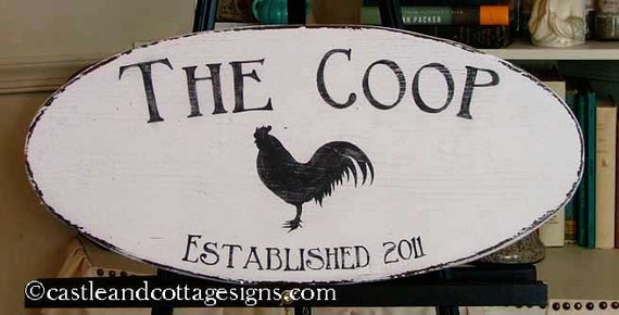 Farmhouse Vintage Chicken Coop sign handpainted with Established Date