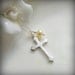 Sterling Cross Necklace with Freshwater Pearl on 18-inch 925 Sterling Silver Chain