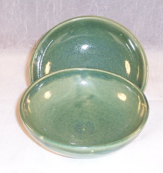 Ceramic Bowls Green Dessert Dishes Wheel by ClaycrazyPottery
