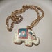 Vintage 12K gold ELKA necklace Elephant Cloisonne Enamel Figural pendant