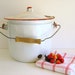 Reserved for Melody Vintage White Enamelware / Red Trim / Farmhouse / Home Decor / Chamber Pot