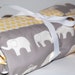 ORGANIC modern patchwork baby blanket- elephants and dots-ready to ship