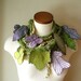 RESERVED- Long and Leafy Scarf with Embroidered leaves- Asparagus Green with Plum and Purple Berries- Payment no. 3