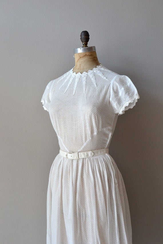 1930s dress / swiss dot 30s dress / Osmanthus dress