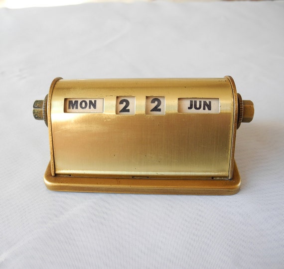 Vintage perpetual desktop forever calendar metal brass finish