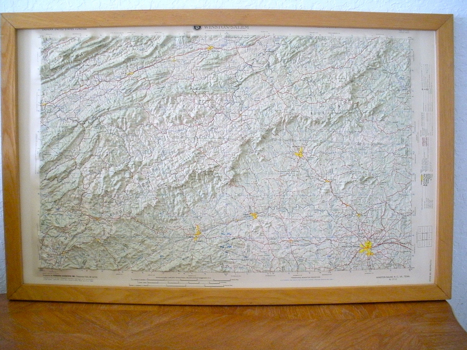 Raised Relief Map of Blue Ridge / North Carolina