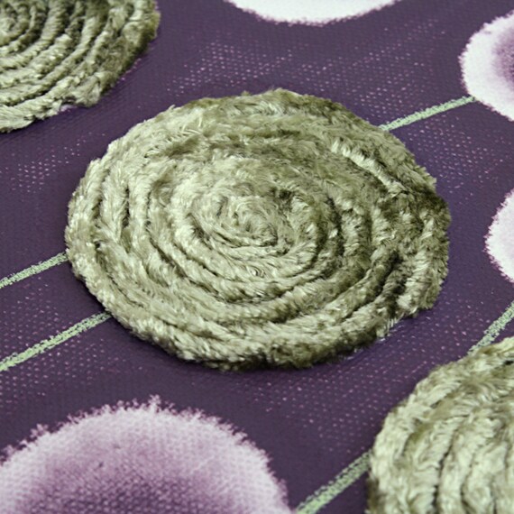 Purple and Green Art Flower Painting Textured Wall Art on