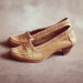 Tan Braided Leather Heels, size 7 - 7 1/2