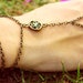 Hand Chain Bracelet Piece Ring Gypsy Hipster Hand Piece Jewelry Bronze Chain Bohemian One Emerald Crystal Bead Charm Two Strand