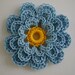 Crocheted Flower - Blue with Goldenrod - Cotton