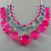 Reserved- Bright Pink and Turquoise Blue Gemstone Wire Wrapped Necklace