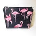 Large Cotton Zipper Pouch Toiletery Bag Cosmetic Pouch - Pink Flamingos