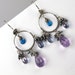 Amethyst Chandelier Earrings Wire Wrap Gemstone Oxidized Silver - February Birthstone