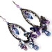 Oxidized Silver Chandelier Earrings Coiled Wire Wrapped Pink Amethyst Blue Denim Quartz Handmade Long Statement Earrings