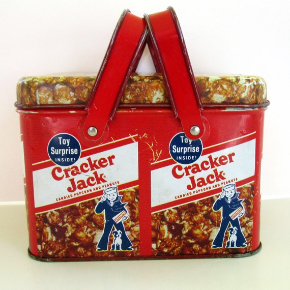 Vintage Cracker Jack Lunch Box 1930s Tin Box Metal Lunch Pail