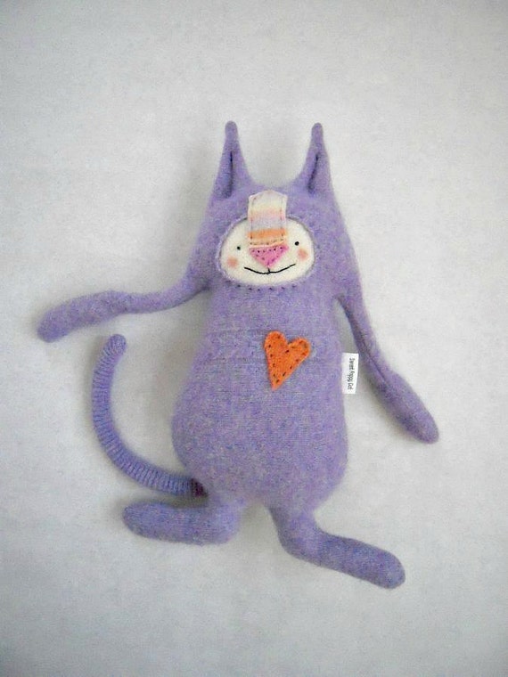 Cashmere Stuffed Animal Cat Purple Sweater by sweetpoppycat