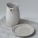 Bath and Beauty- Ready to Ship - Handmade Pottery Bath Set of 2 - White - Soap Dish - Toothbrush Holder