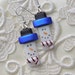 Snowman Earrings, Snowman, Frosty, Dichroic Fused Glass Earrings, Dichroic Glass Jewelry, Dichroic Earrings, Christmas Earrings X1697
