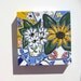 French Country still life Painting, original acrylic, Beach decor, Shabby Chic, daisies, sunflowers, chintz, blue and yellow