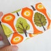 Business Card Holder - Orange Olive Green Trees Fabric Handmade Card Wallet - Central Park