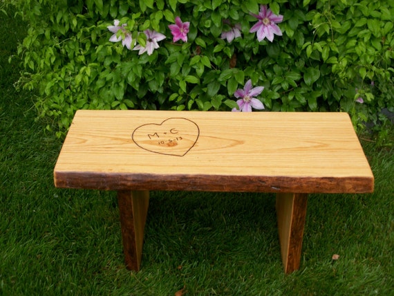 Finished 3 foot rustic garden bench wood outdoor indoor live edge 